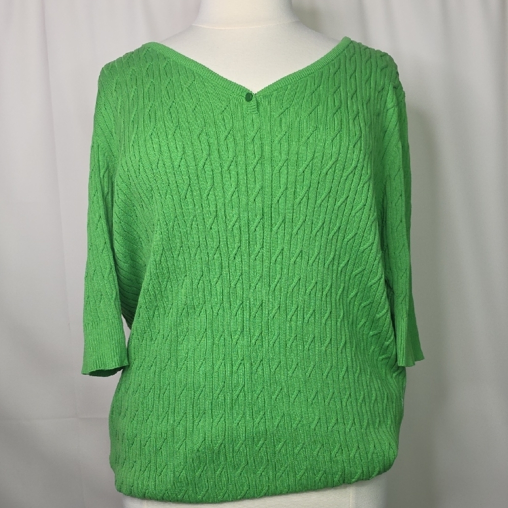 Lilac Bloom Plus Size 4X Green V-Neck Sweater Top